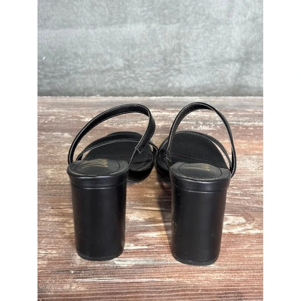 Lulus Black Open Toe Block Heel Slide Sandals Women‎ Size 6.5